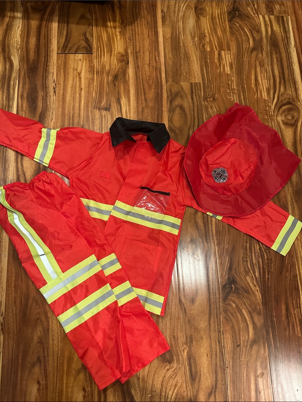 Child's Red Firefighter Costume with Reflective Stripes